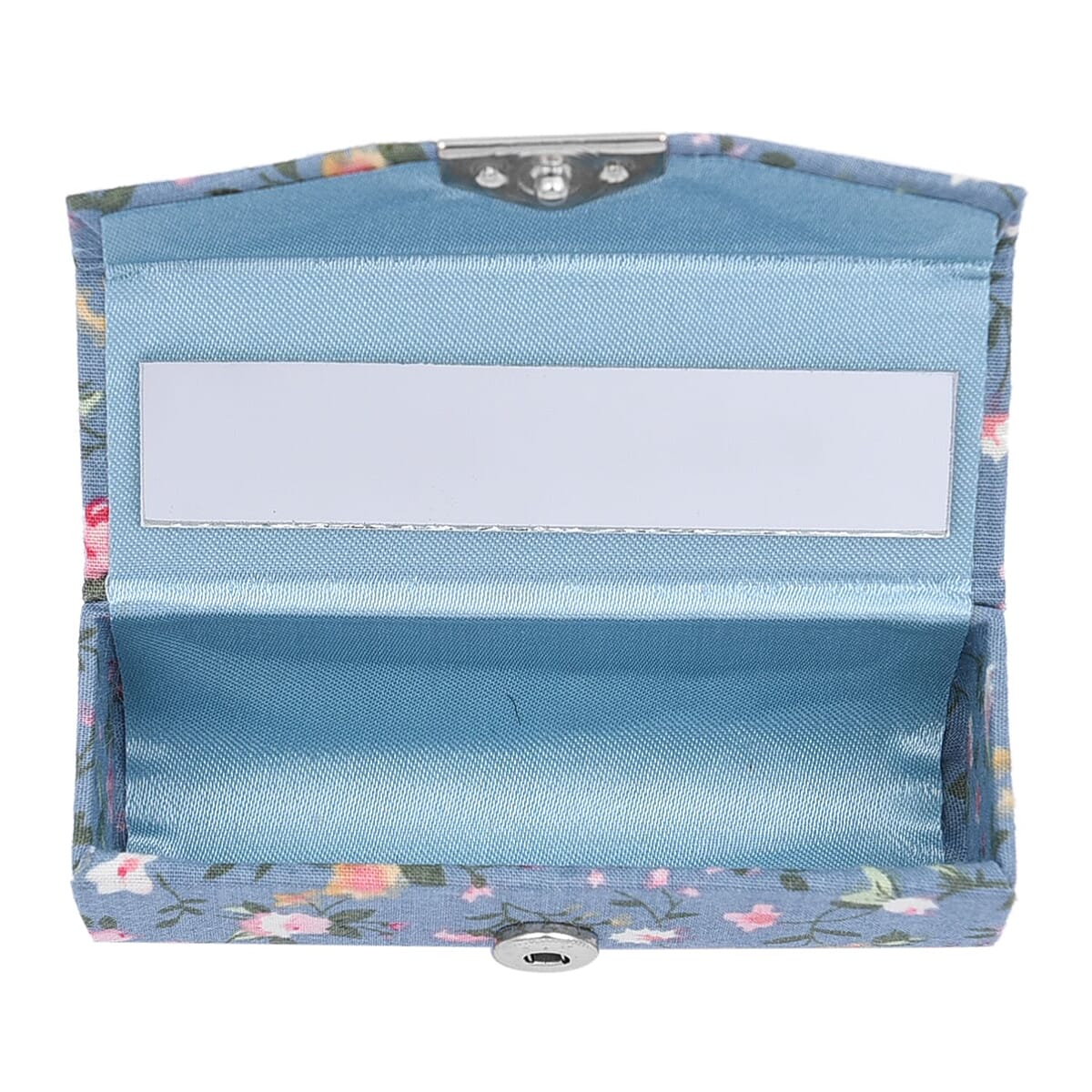 Set of 5 Blue Flower Pattern Compact Mirror, Lipstick Case, Coin Purse, Bag Holder and 2 in 1 Multi-functional Ball Point Pen image number 4