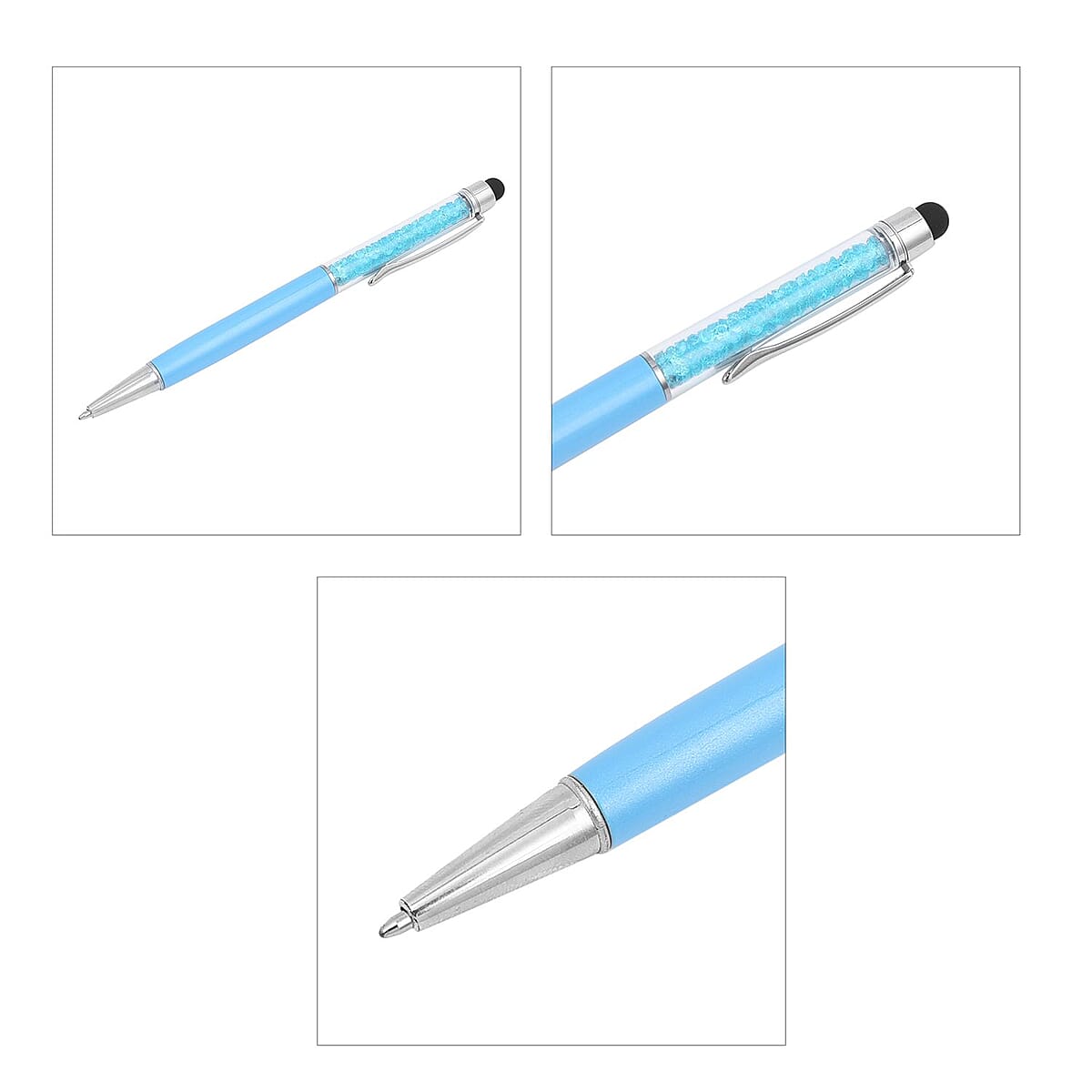 Set of 5 Blue Flower Pattern Compact Mirror, Lipstick Case, Coin Purse, Bag Holder and 2 in 1 Multi-functional Ball Point Pen image number 6