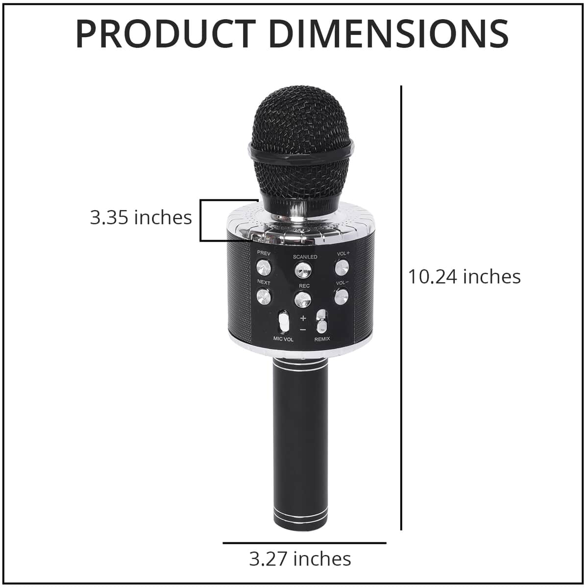 Black Wireless Bluetooth Karaoke Microphone with LED Lights and USB Charger image number 4