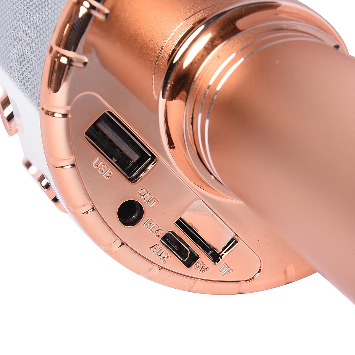 Rose Gold Wireless Bluetooth Karaoke Microphone with LED Lights and USB Charger image number 5