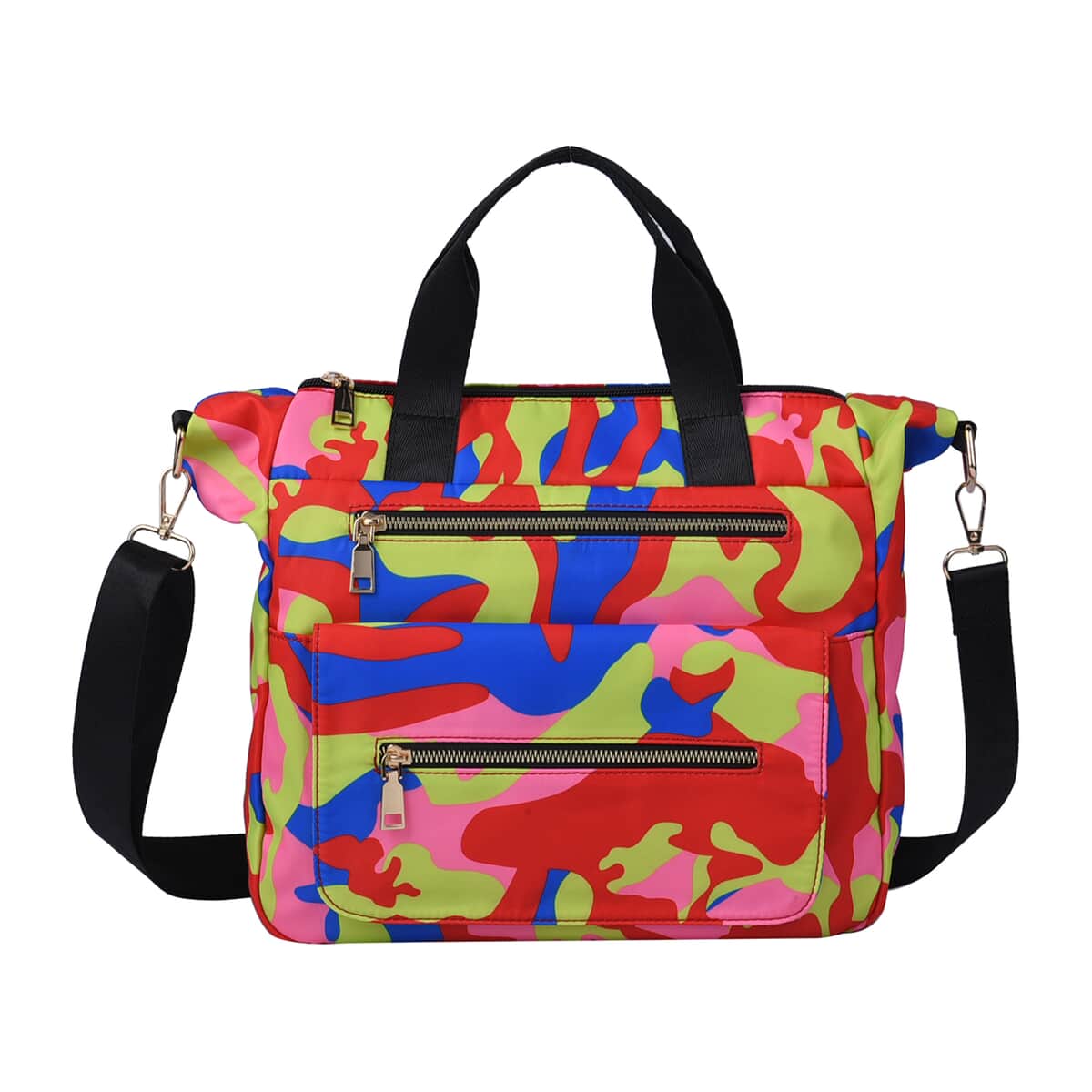 Multi Color Camouflage Pattern Nylon Convertible Bag with Handle and Shoulder Strap image number 0