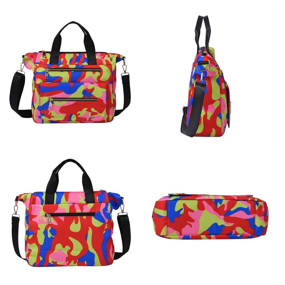 Multi Color Camouflage Pattern Nylon Convertible Bag with Handle and Shoulder Strap image number 3