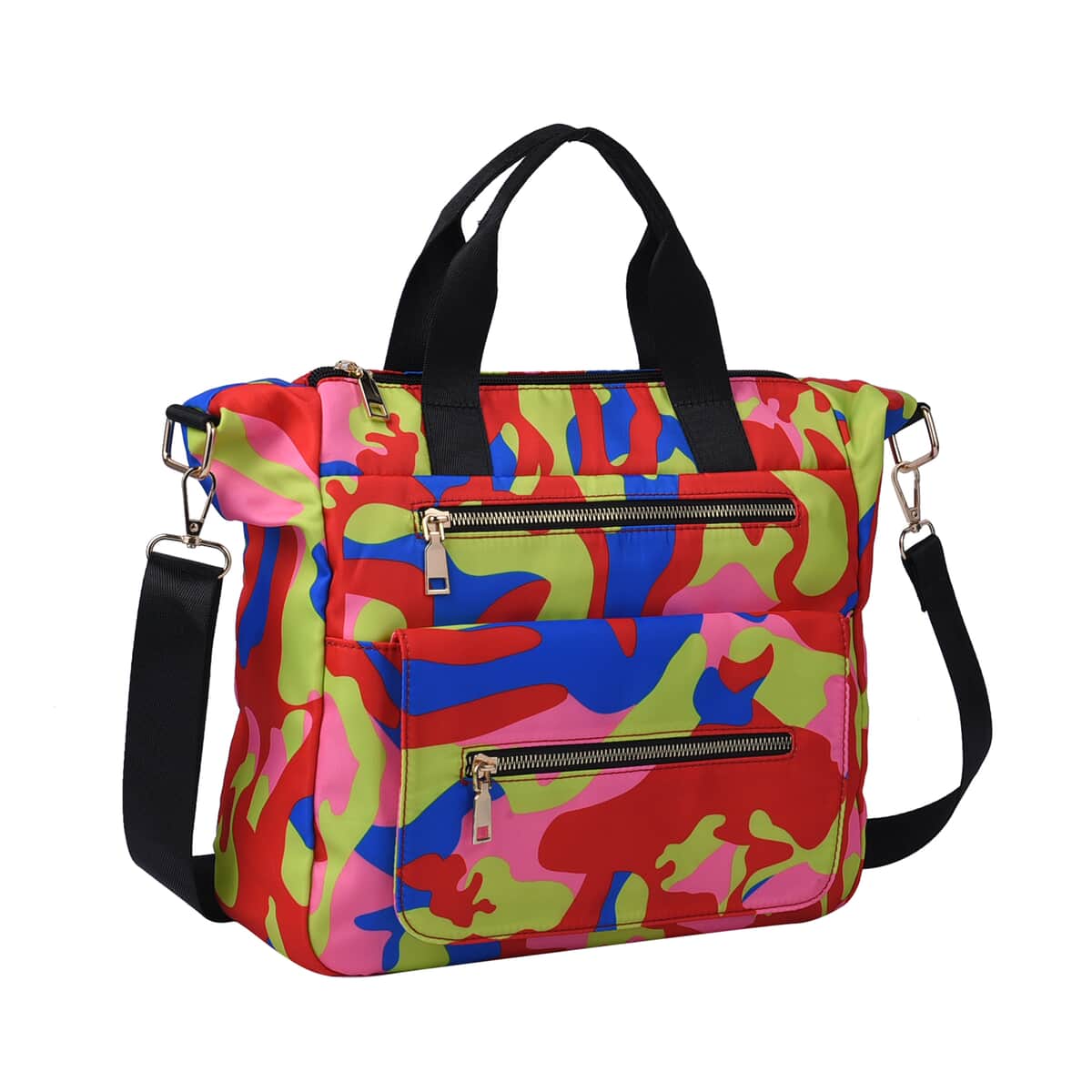 Multi Color Camouflage Pattern Nylon Convertible Bag with Handle and Shoulder Strap image number 6