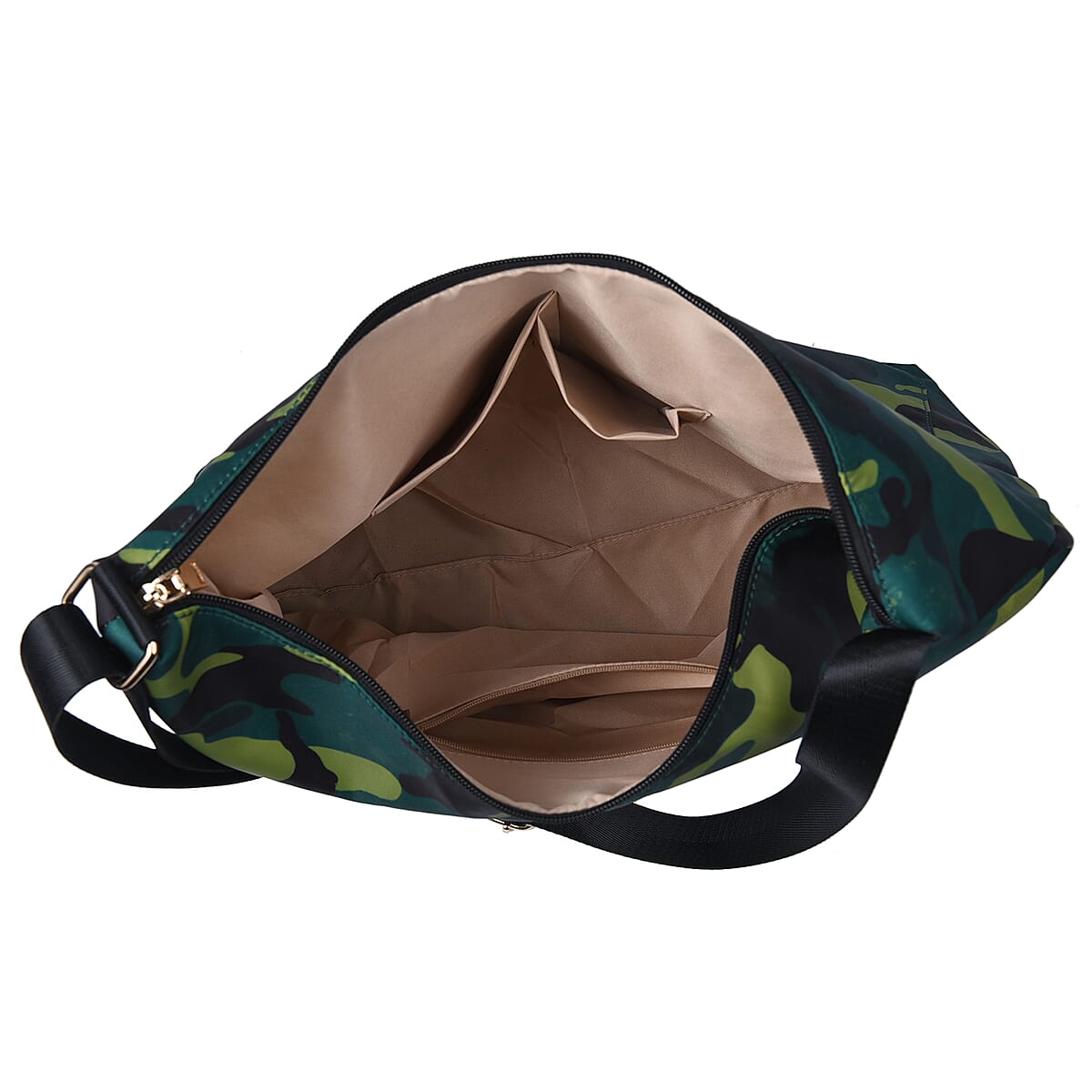 Green Color Striking Green Camouflage Print Pattern Nylon Convertible Bag with Shoulder Strap image number 5