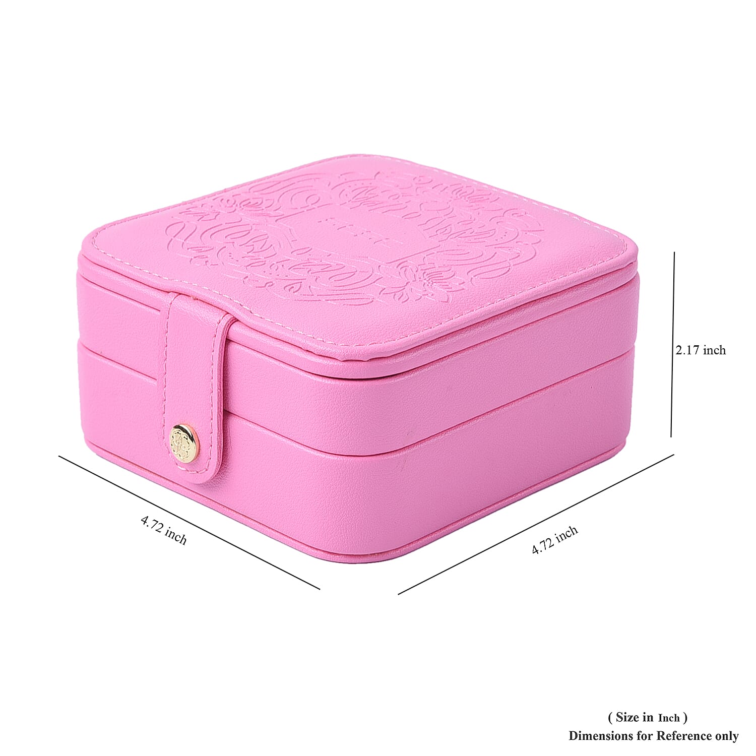 Rose Red Faux Leather 2 Layer Small Jewelry Box with Velvet Anti Scratch Interior & Button Closure
