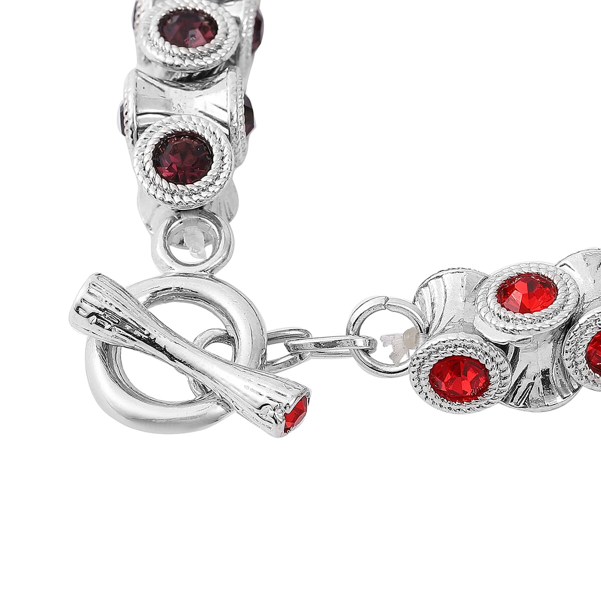 Multi Color Austrian Crystal Bracelet in Silvertone (6.75 In) image number 4