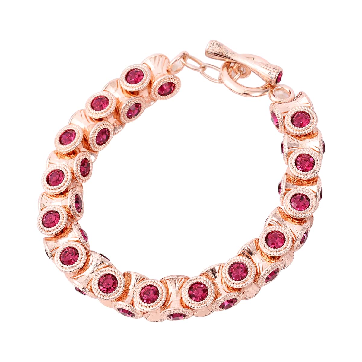 uchsia-color-austrian-crystal-bracelet-in-rosetone-7.50-in image number 0