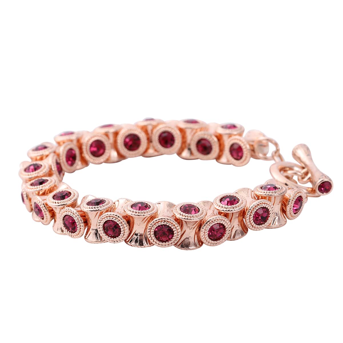 uchsia-color-austrian-crystal-bracelet-in-rosetone-7.50-in image number 2