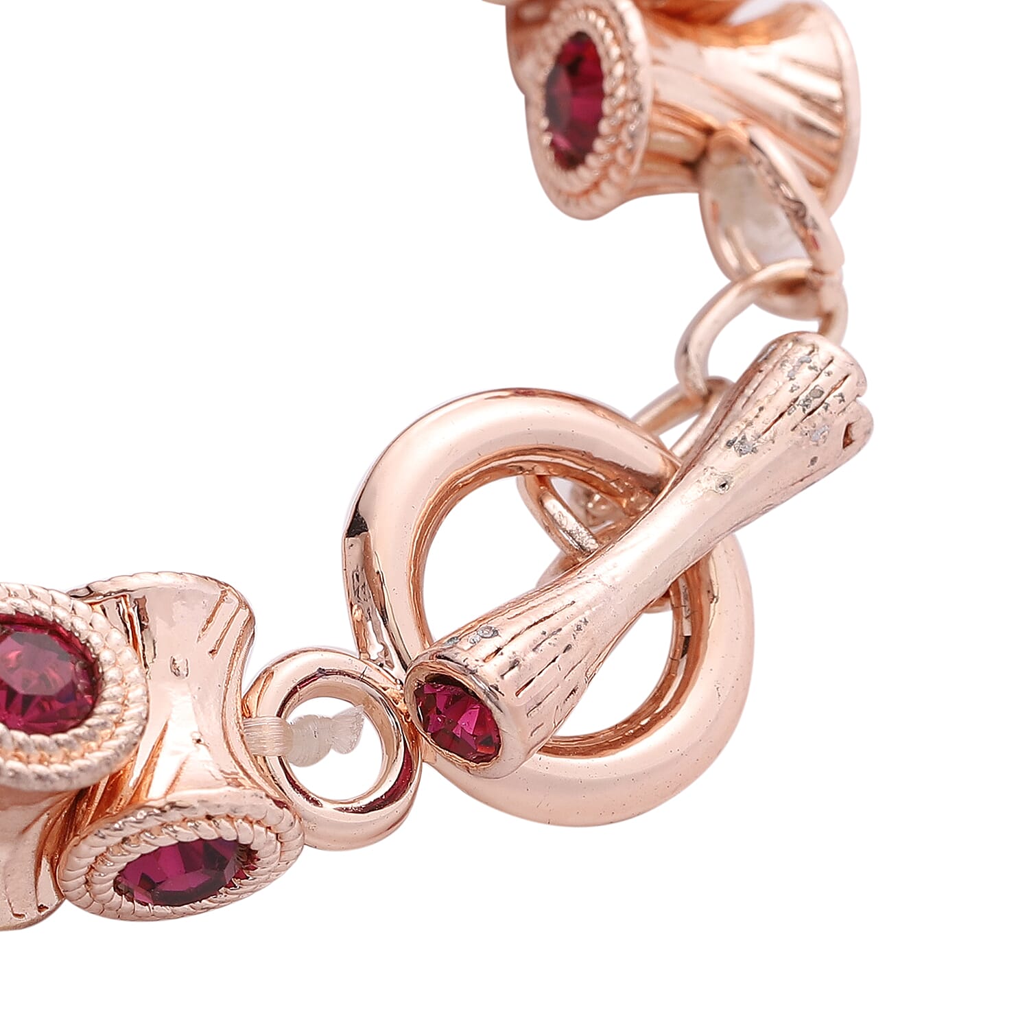 Fuchsia Color Austrian Crystal Bracelet in Rosetone (6.75 In)
