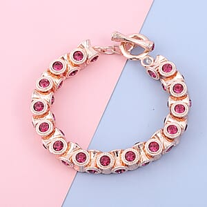 Fuchsia Color Austrian Crystal Bracelet in Rosetone (7.50 In)