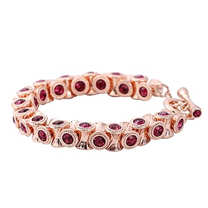 Fuchsia Color Austrian Crystal Bracelet in Rosetone (7.50 In)