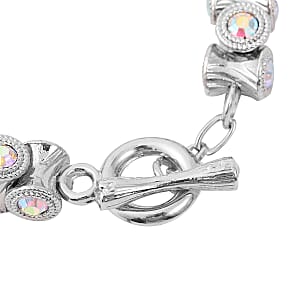 White Aurora Borealis Austrian Crystal Bracelet in Silvertone (7.50 In)