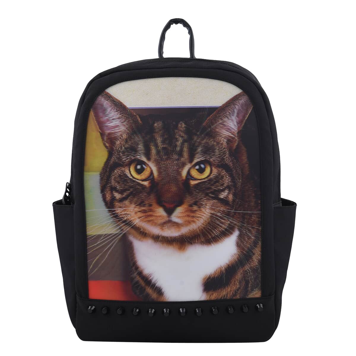 Black 5D PC Cat Pattern Backpack (10.75"x5.25"x14.5") image number 0