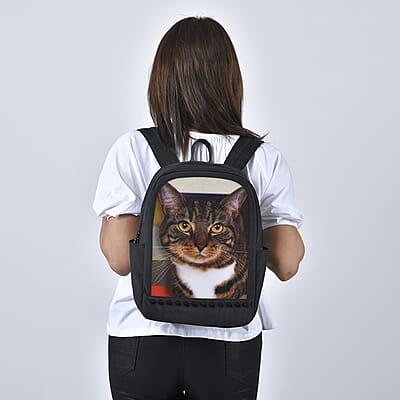 Black 3D PC Cat Pattern Backpack