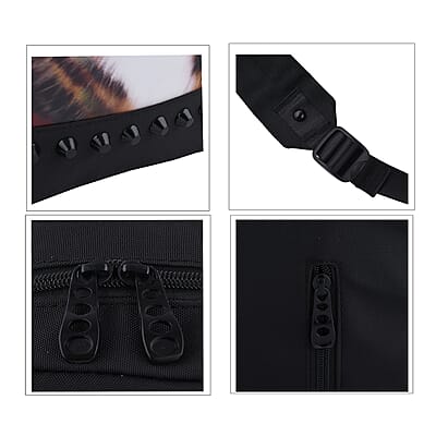 Black 3D PC Cat Pattern Backpack