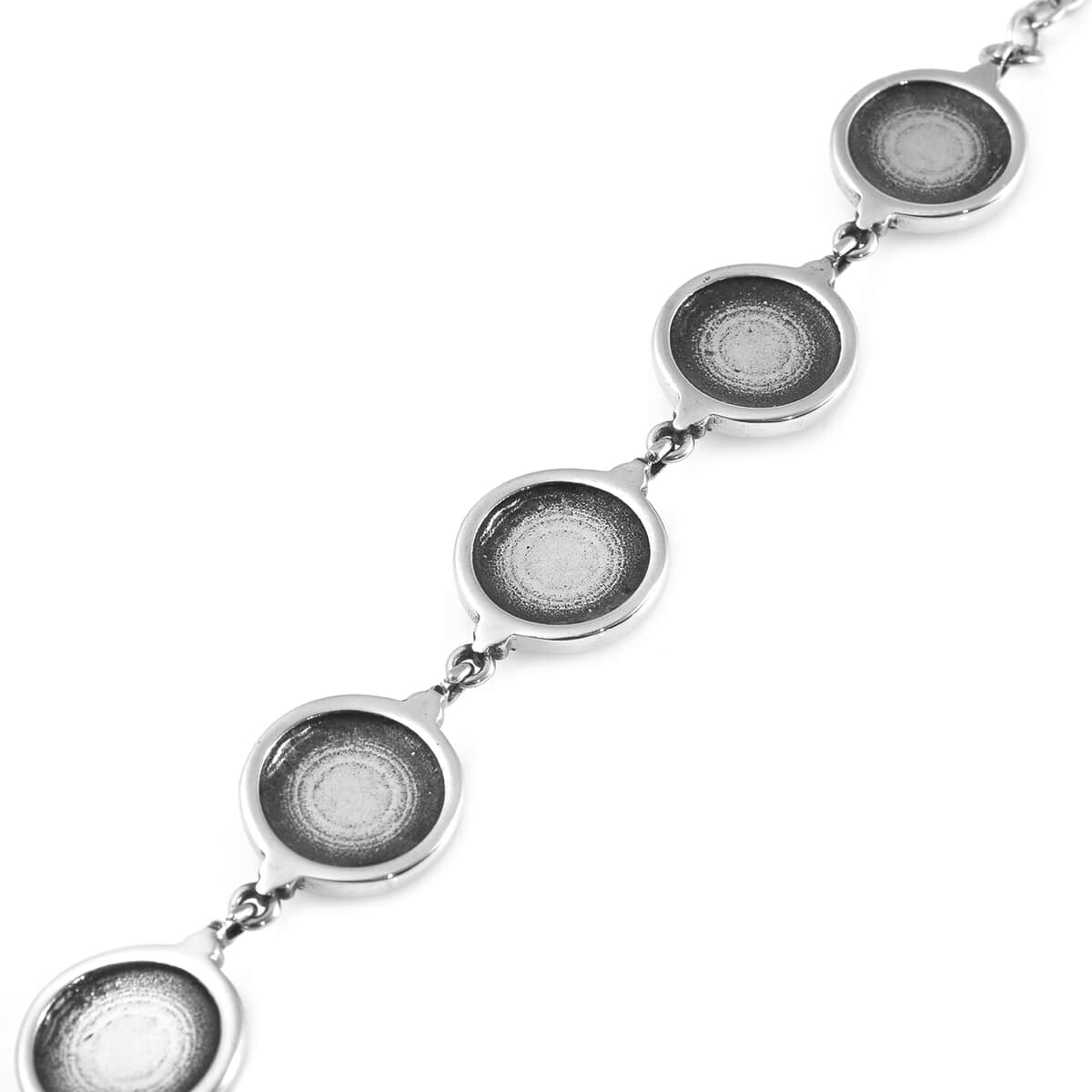 Yellow Tiger's Eye Rose Textured Station Bracelet in Stainless Steel (7.50 In) 7.60 ctw image number 4