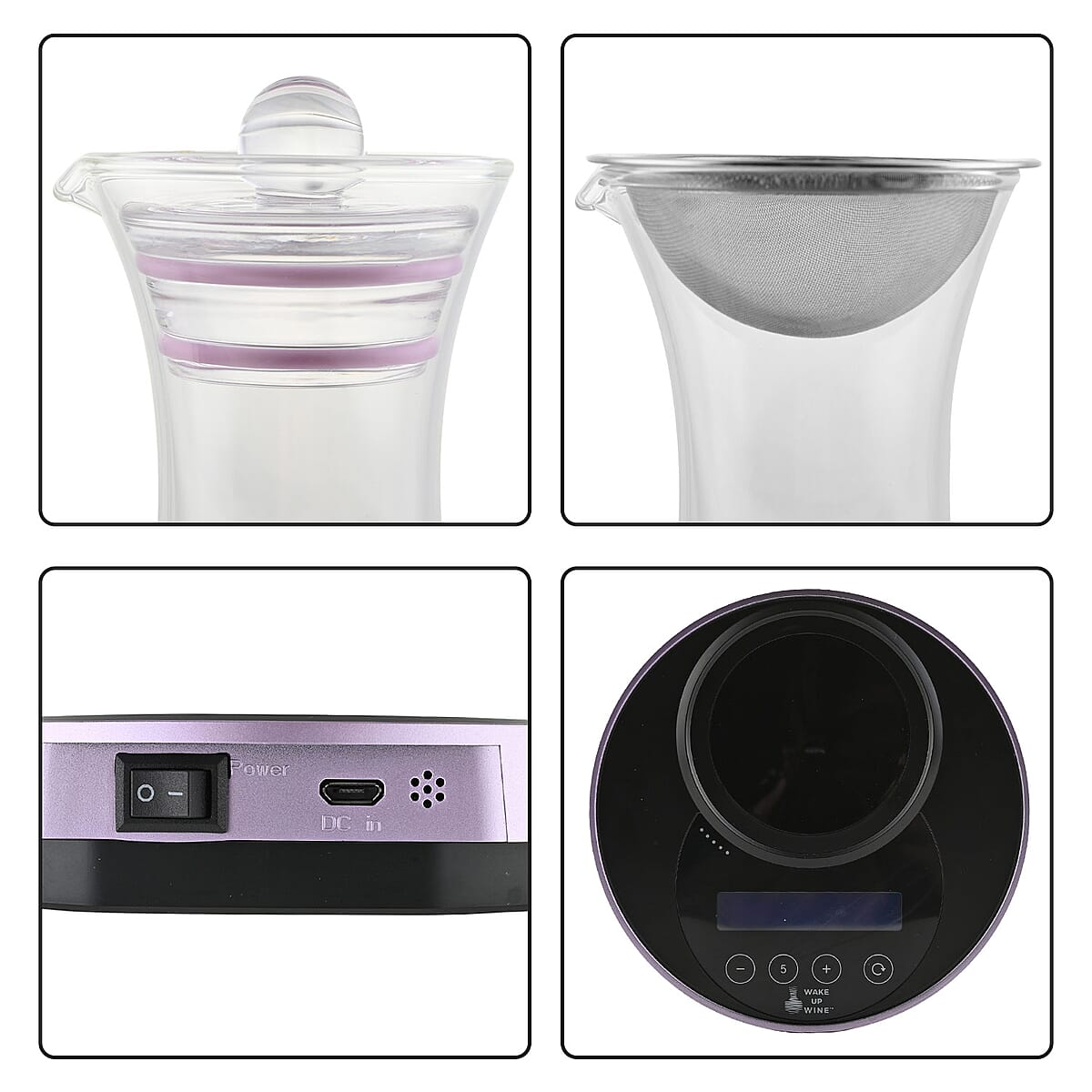 WAKE UP WINE Electronic Decanter Set with 750ML Lead-Free Glass Decanter, Airtight Glass Stopper, Super Fine Sediment Strainer, Rechargeable Battery image number 4