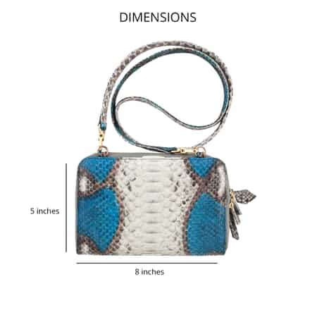The Pelle Collection Handmade Natural and Turquoise Genuine Python Leather Crossbody Wallet for Women with Long Shoulder Strap , Purse Wallet , Designer Wallet , Crossbody Bags image number 3