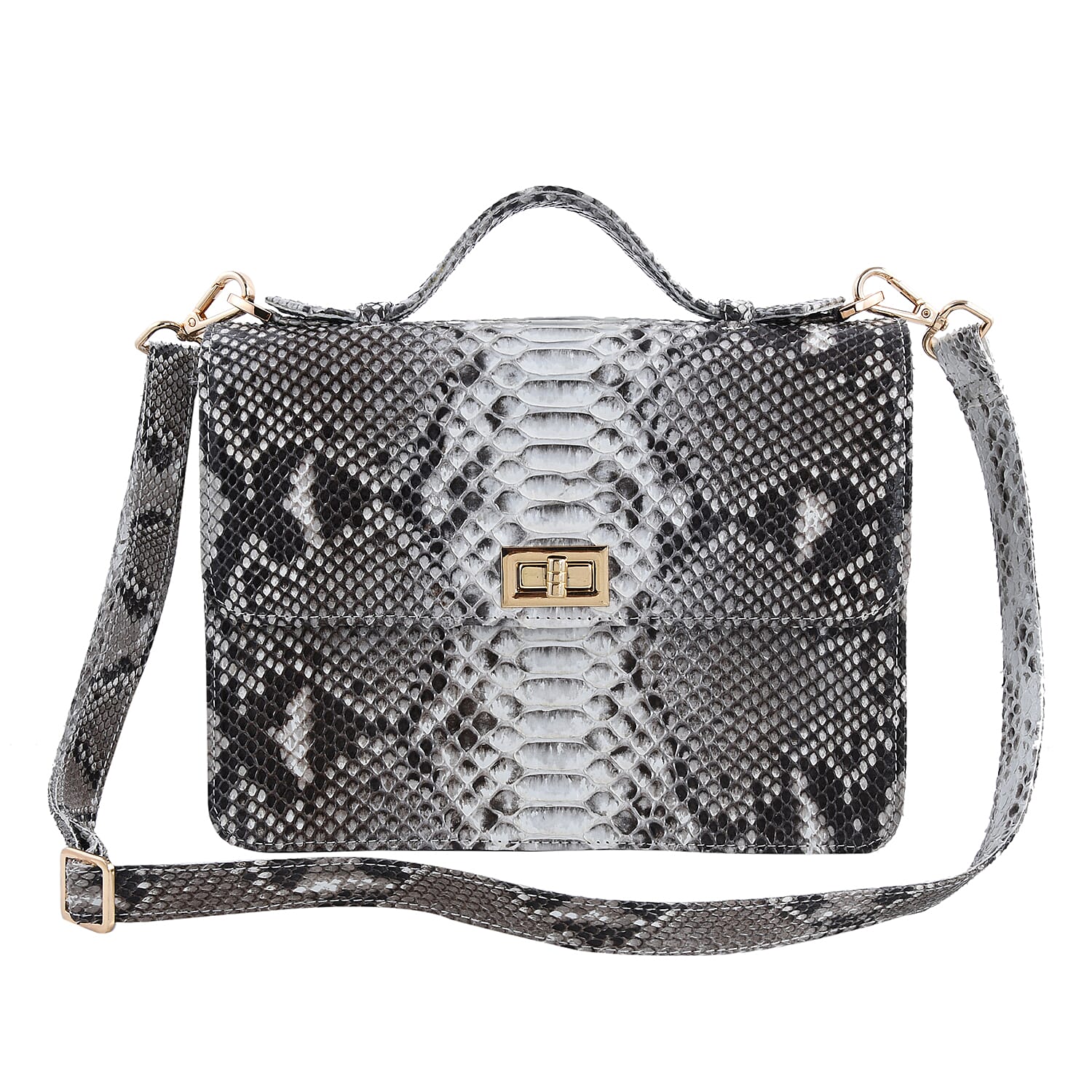 The Pelle Collection Handmade 100% Genuine Python Leather Natural Color Crossbody Bag