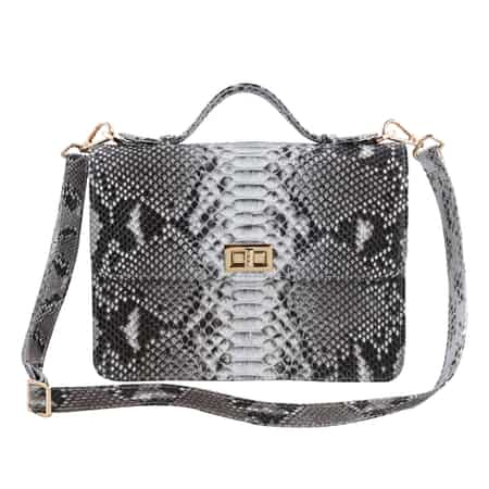 Stylish Snakeskin Handbag Python Flap Crossbody Satchel Bag
