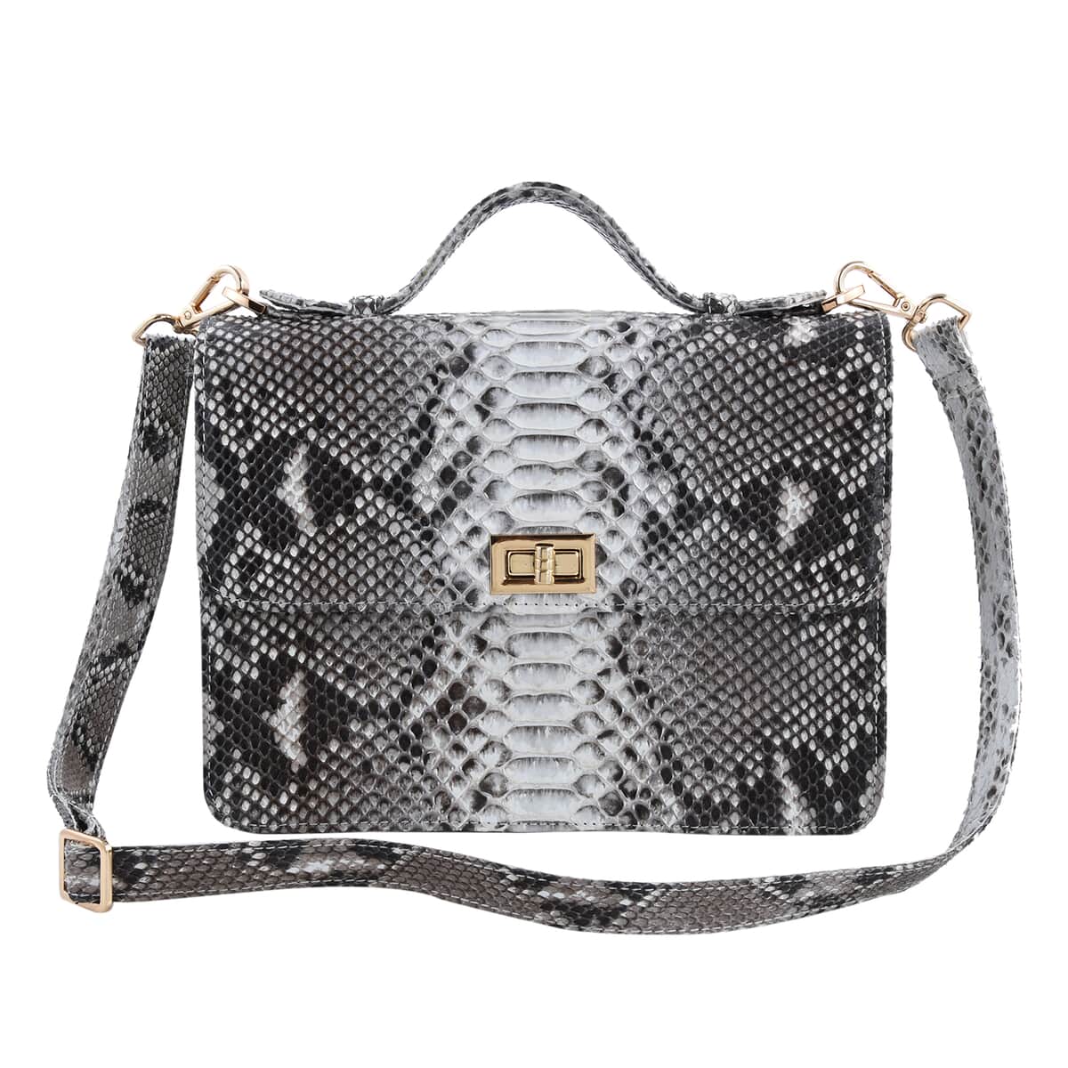 The Pelle Python Collection Handmade 100% Genuine Python Leather Natural Color Crossbody Bag (10"x6.7"x3.9") image number 0