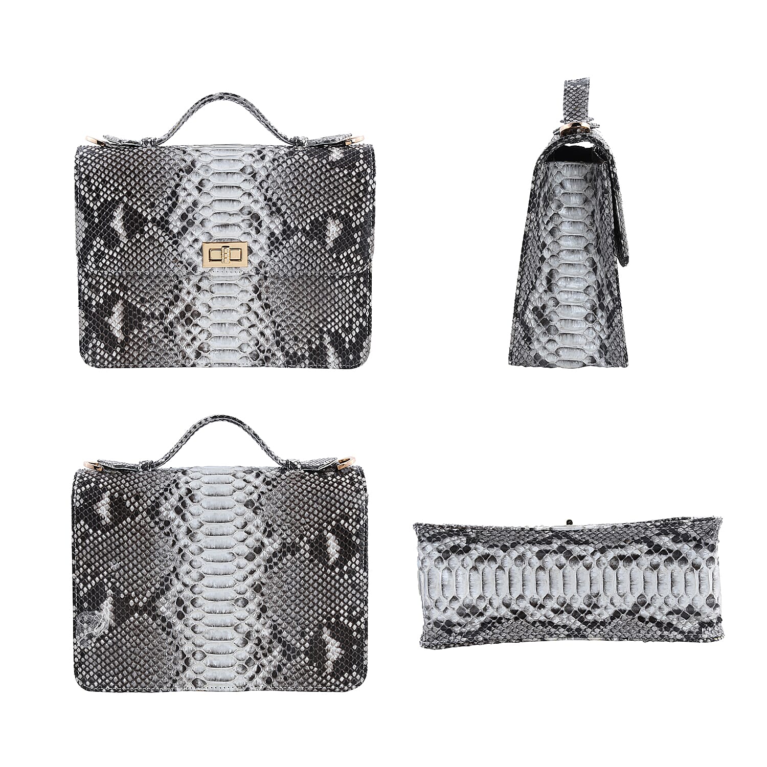 The Pelle Collection Handmade 100% Genuine Python Leather Natural Color Crossbody Bag