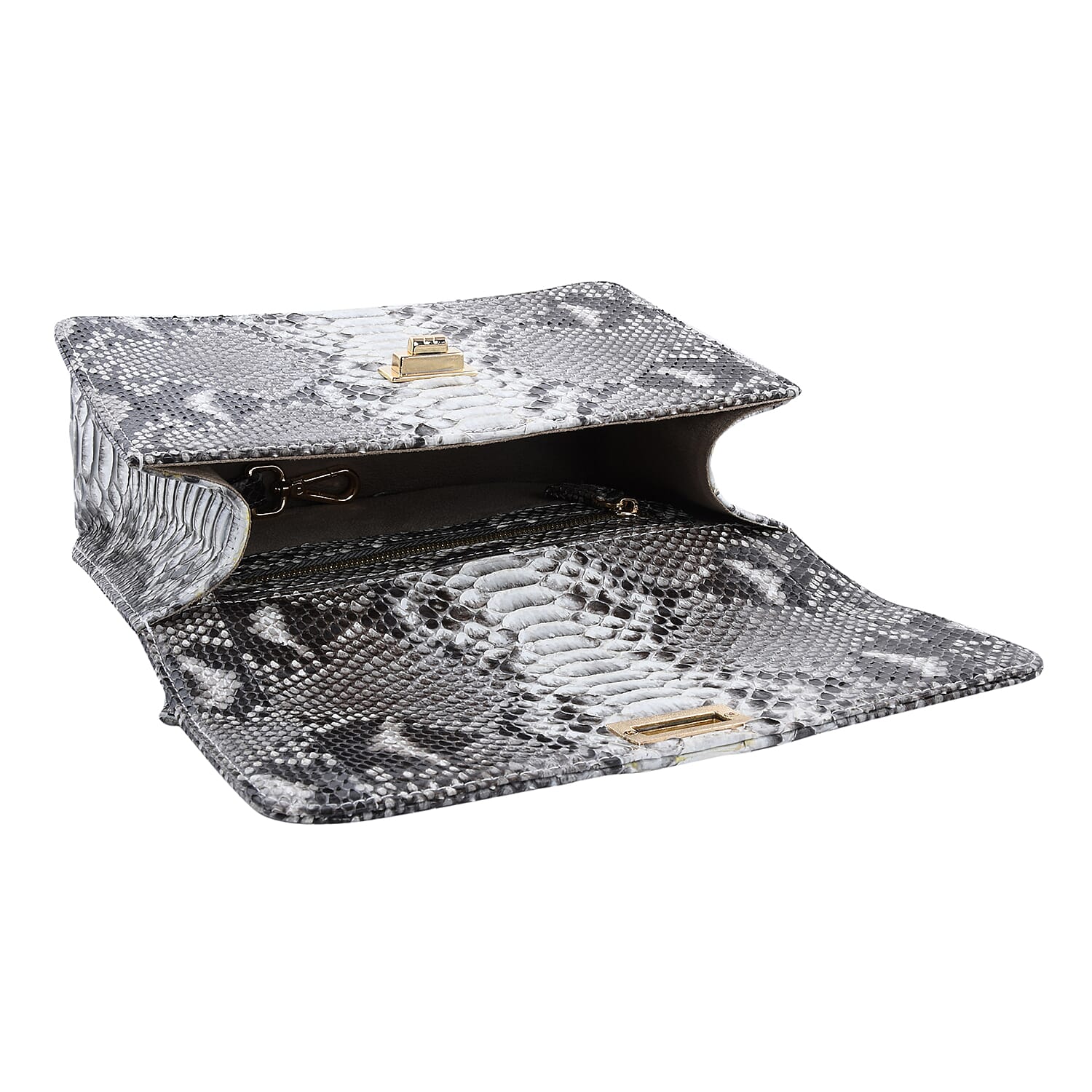 The Pelle Collection Handmade 100% Genuine Python Leather Natural Color Crossbody Bag