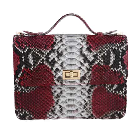 The Pelle Collection Handmade 100% Genuine Python Leather Red Crossbody Bag image number 0