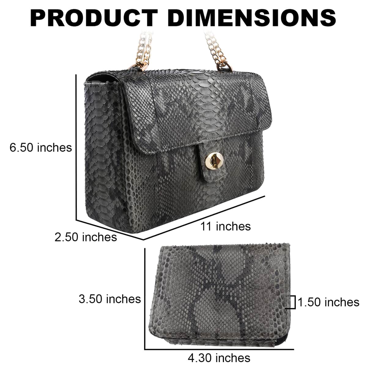 Grand Pelle Python Collection Handmade 100% Genuine Python Leather Gray Color Set of Crossbody Bag with Wallet | Vintage Leather Crossbody Bag | Essential Minimalist Utility Crossbody Bag | Unique Women's Wallet image number 2