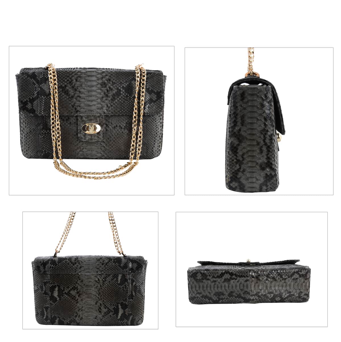 Grand Pelle Python Collection Handmade 100% Genuine Python Leather Gray Color Set of Crossbody Bag with Wallet | Vintage Leather Crossbody Bag | Essential Minimalist Utility Crossbody Bag | Unique Women's Wallet image number 3
