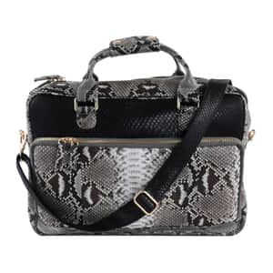 The Pelle Collection Handmade 100% Genuine Python Leather Natural with Black Color Laptop Bag