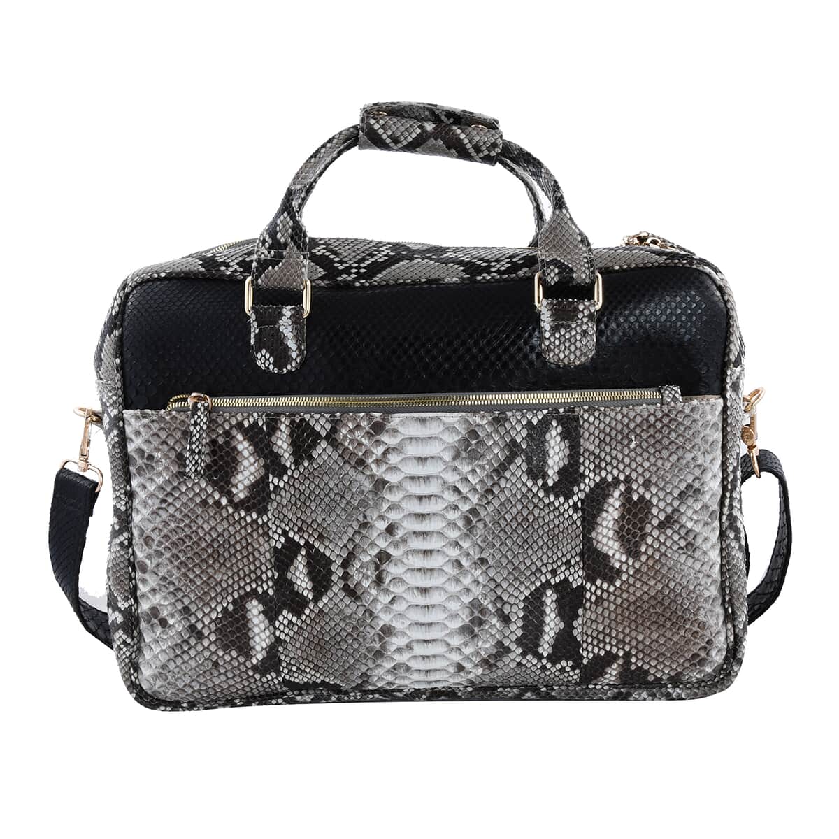 The Pelle Collection Handmade 100% Genuine Python Leather Natural with Black Color Laptop Bag image number 2