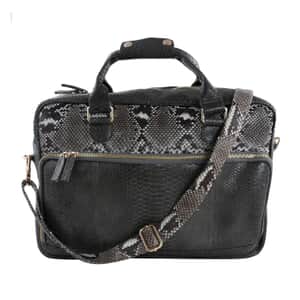 The Pelle Collection Handmade 100% Genuine Python Leather Gray with Natural Color Laptop Bag