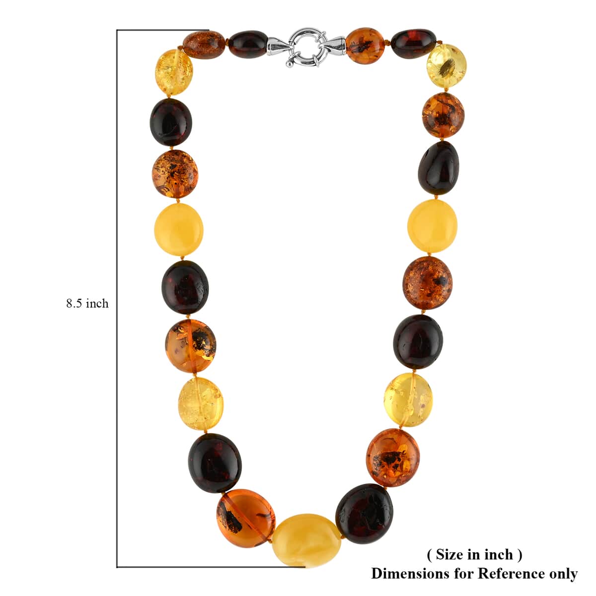 Multi Color Amber Big Beaded Necklace 20 Inches image number 3