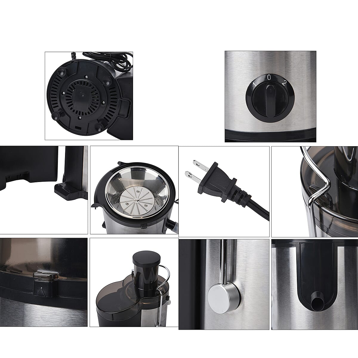 Silver and Black Power Juicer with 2 Speed Control (500 W) image number 6