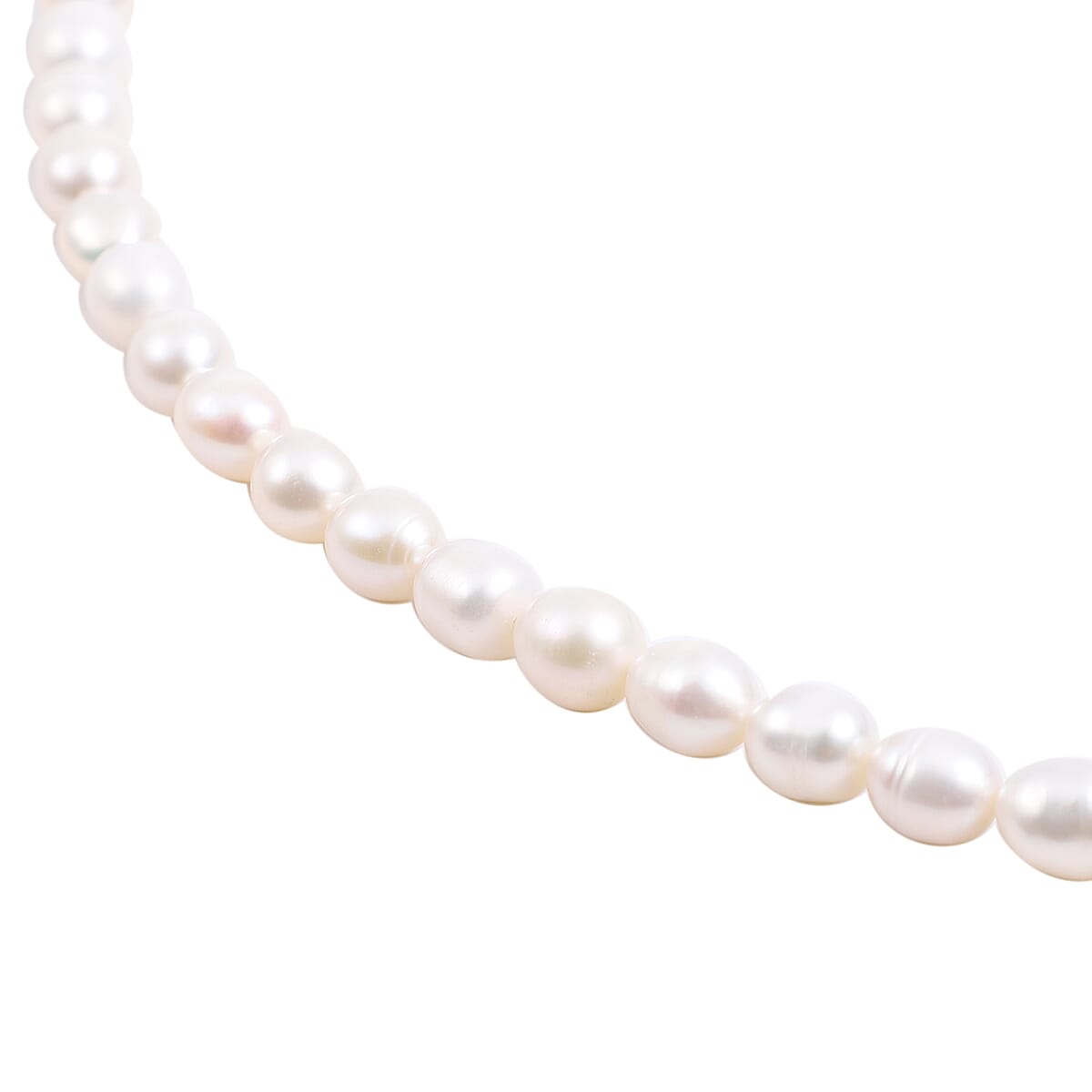 White Freshwater Pearl Ribbon Necklace (26 Inches) in Goldtone image number 3