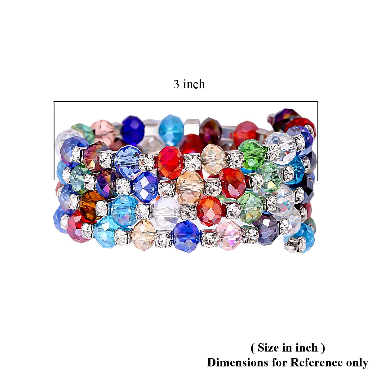 Simulated Multi Color Gemstone and Austrian Crystal Wrap Bracelet in Silvertone (7.00 In)