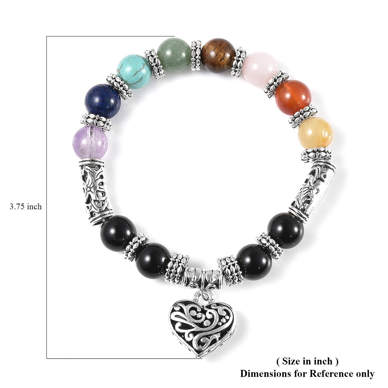 Magnetic by Design Multi Gemstone Seven Chakra Stretch Bracelet in Silvertone 125.00 ctw