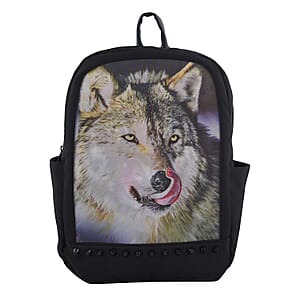 Black 3D PC Animal Pattern Backpack