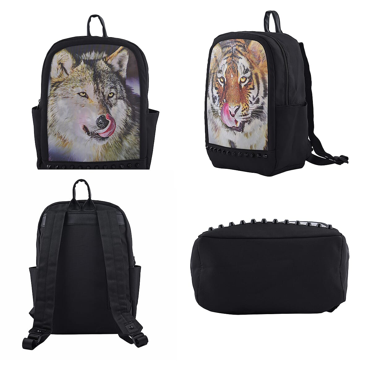 Black 3D PC Animal Pattern Backpack image number 1