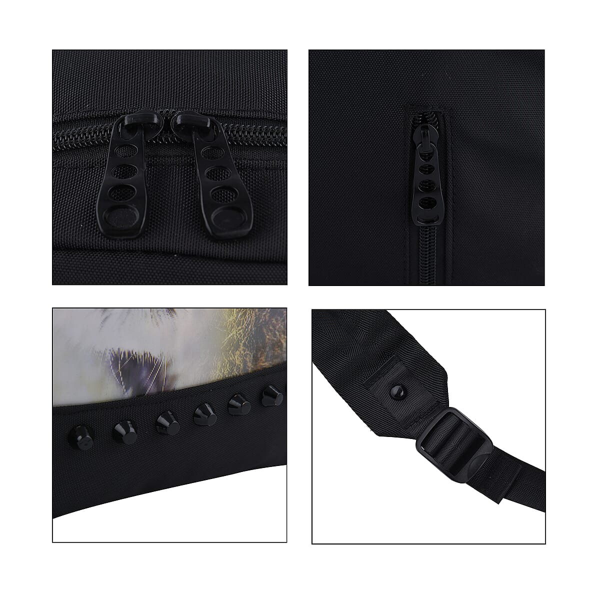Black 3D PC Animal Pattern Backpack image number 2