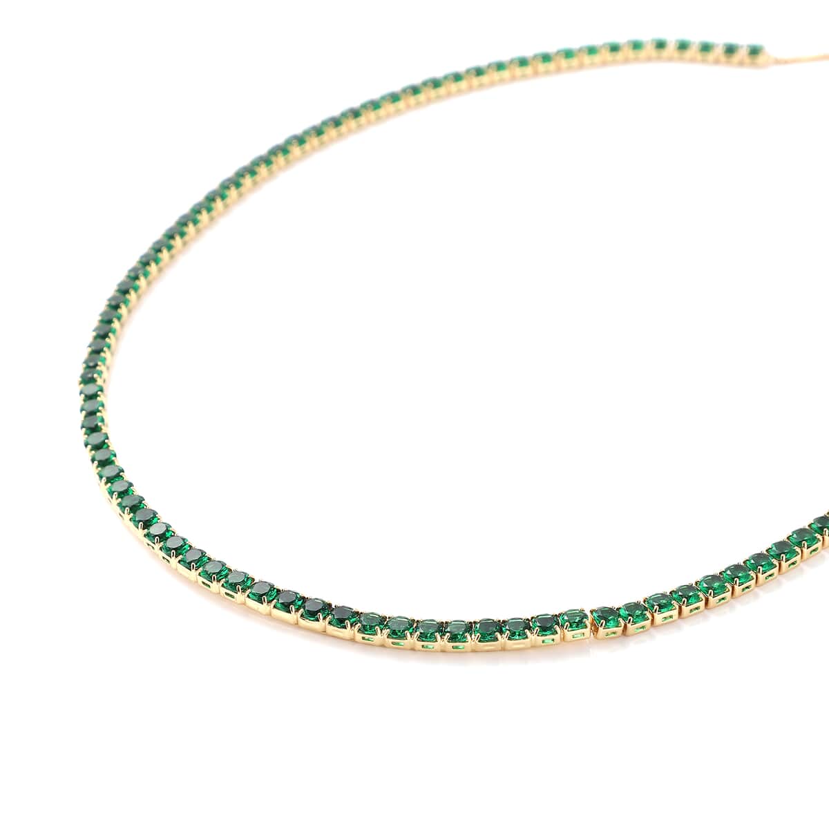 Simulated Emerald Tennis Bolo Necklace 18 Inches in Goldtone image number 2
