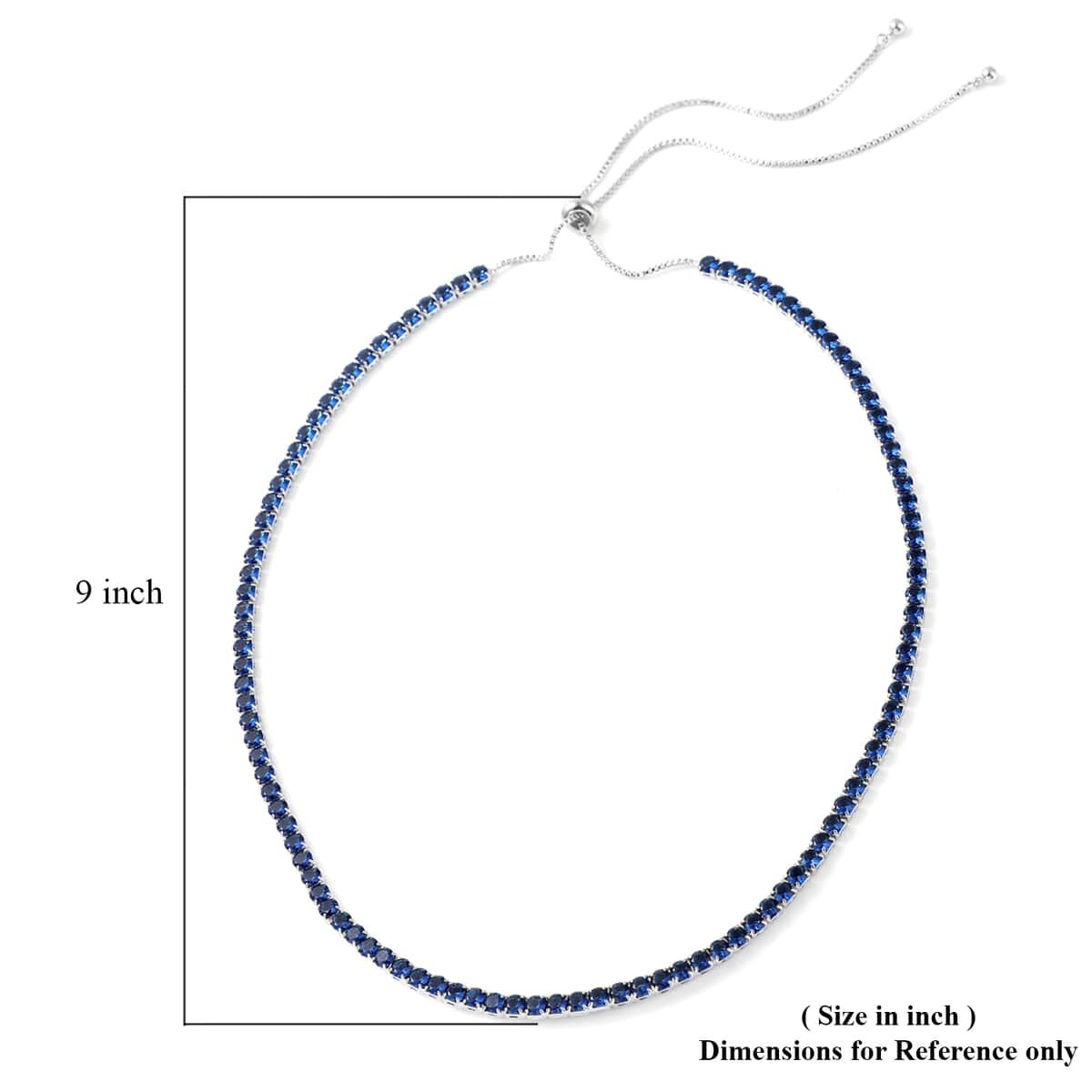 Simulated Blue Sapphire Tennis Bolo Necklace 18 Inches in Silvertone image number 5
