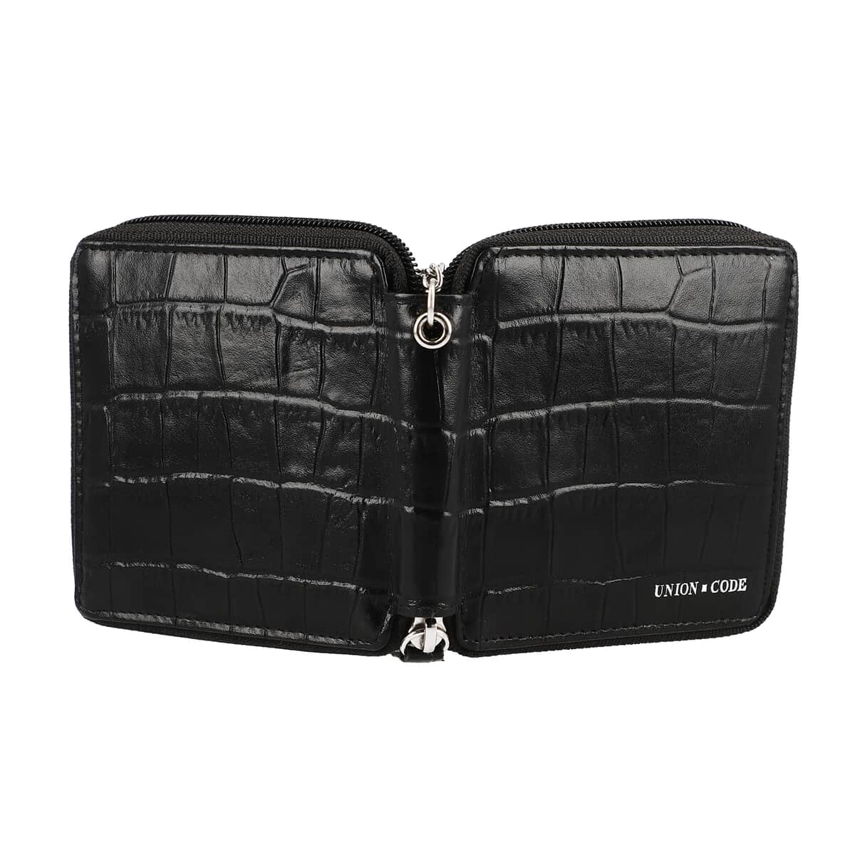 Presidential Deal UNION CODE Black Croco Embossed 100% Genuine Leather RFID Wallet image number 5