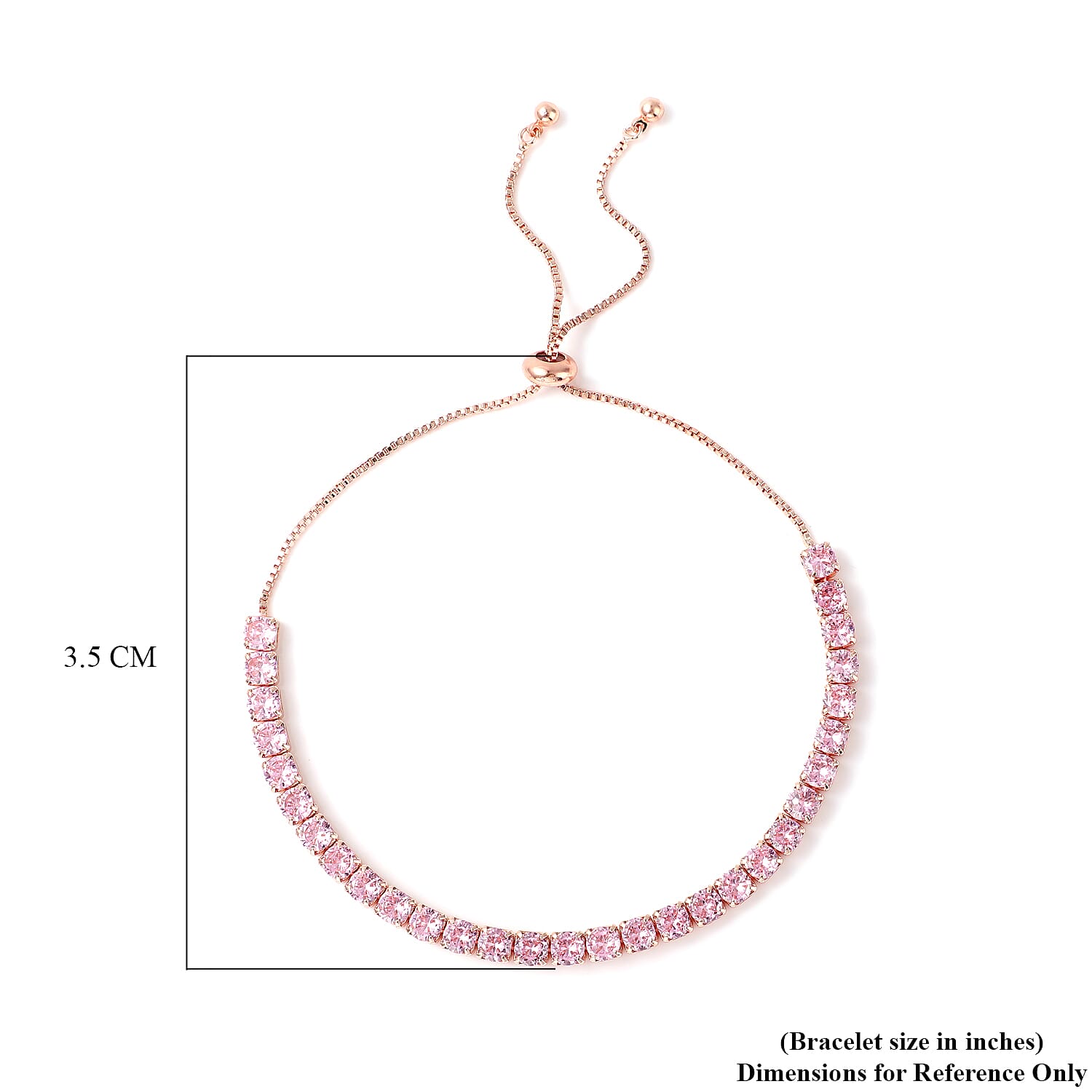 Simulated Pink Diamond Bolo Bracelet in Rosetone
