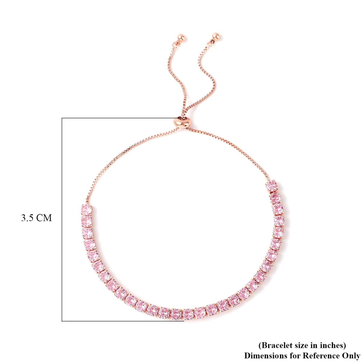 Simulated Pink Diamond Bolo Bracelet in Rosetone image number 4