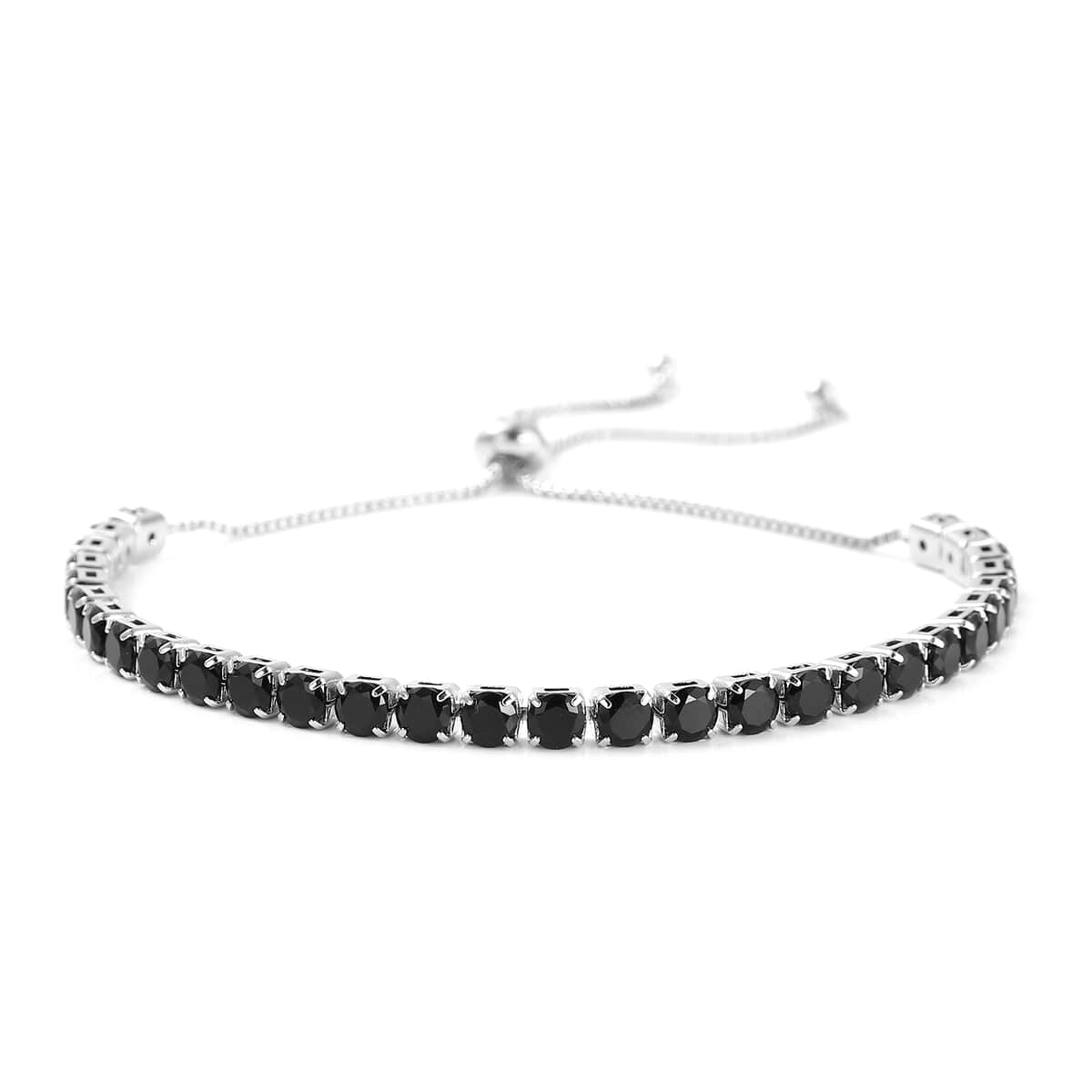 Simulated Black Diamond Bolo Bracelet in Silvertone 1.50 ctw image number 2