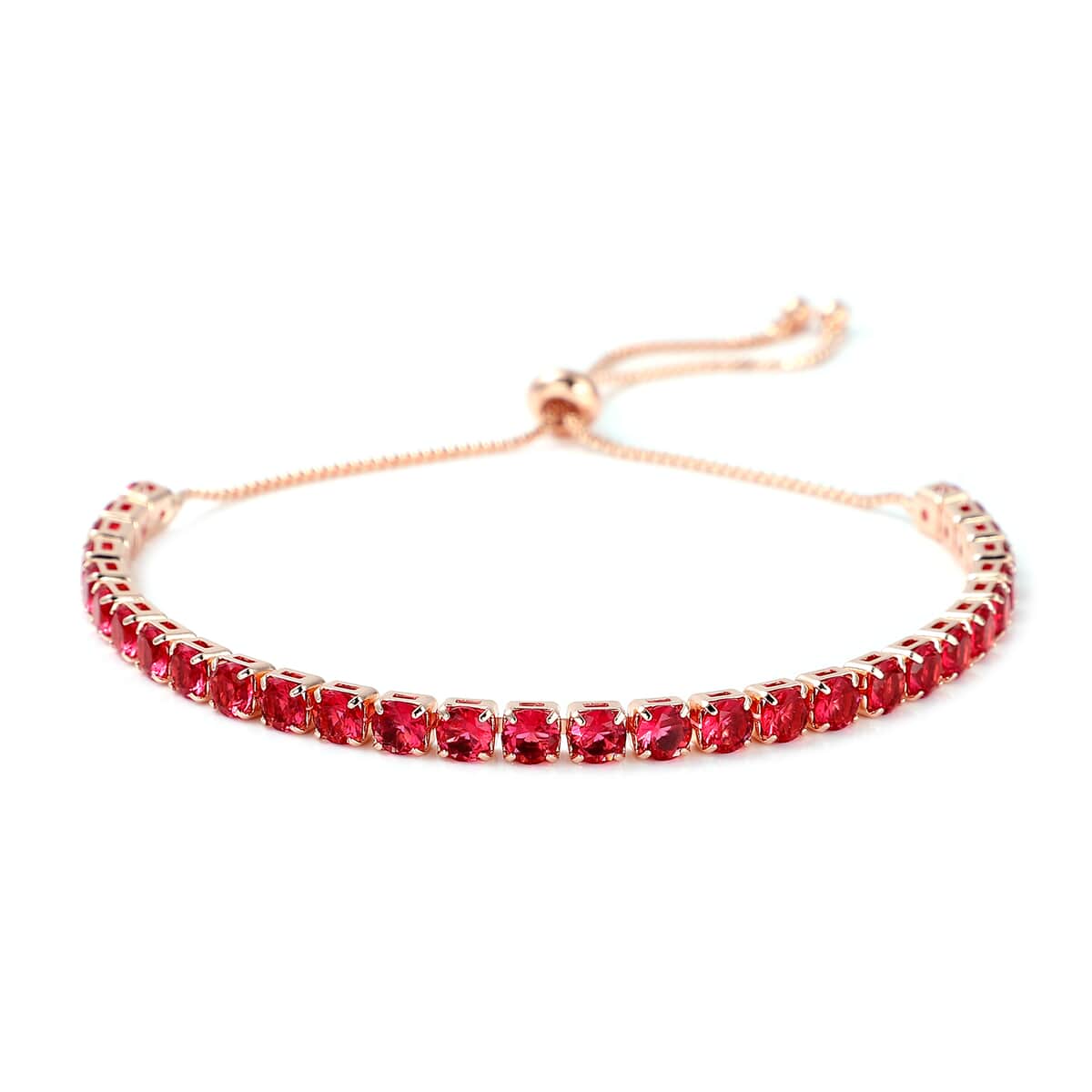 Simulated Fuchsia Diamond 1.50 ctw Bolo Bracelet in Rosetone image number 0