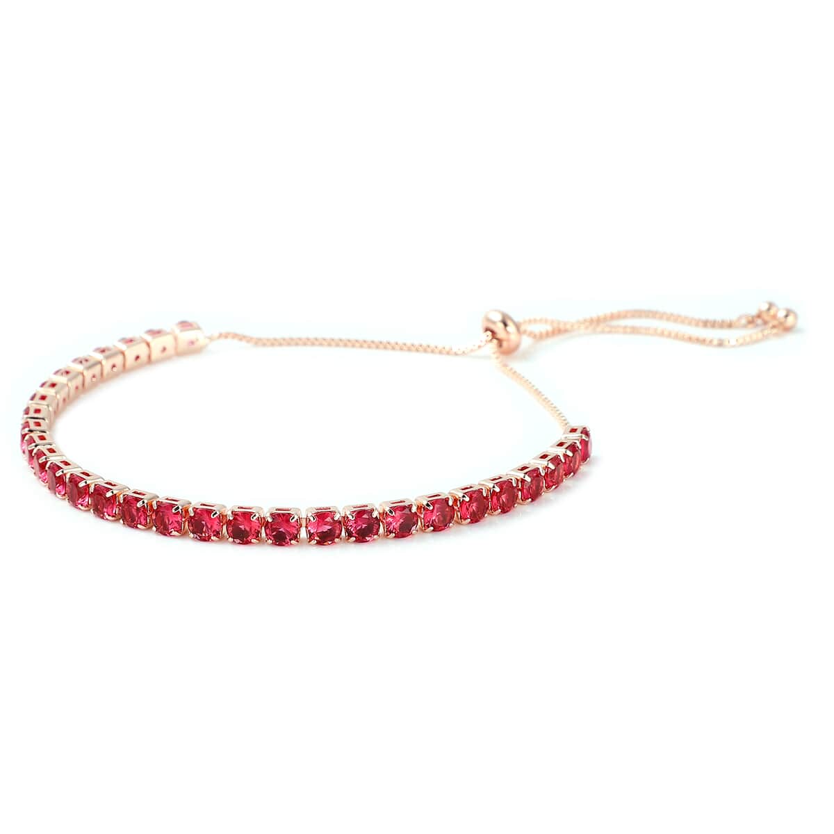 Simulated Fuchsia Diamond 1.50 ctw Bolo Bracelet in Rosetone image number 2