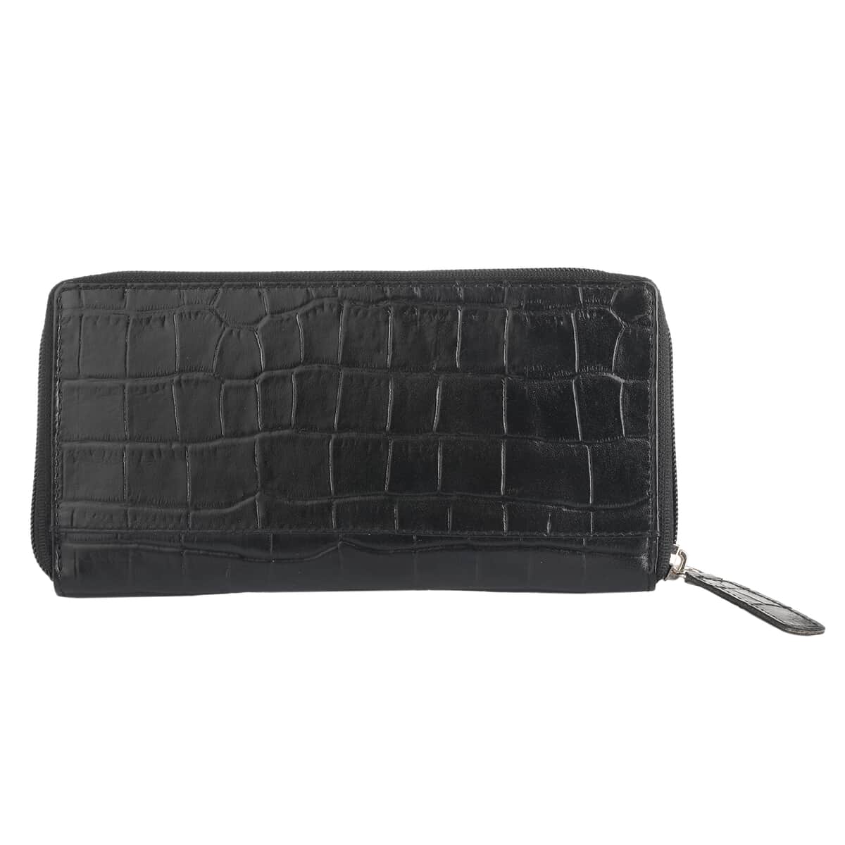 Hong Kong Closeout UNION CODE Black Genuine Leather Croco Embossed RFID Wallet image number 5